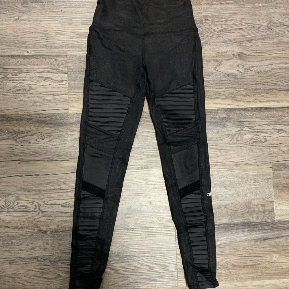 Alo faux leather moto leggings sz S